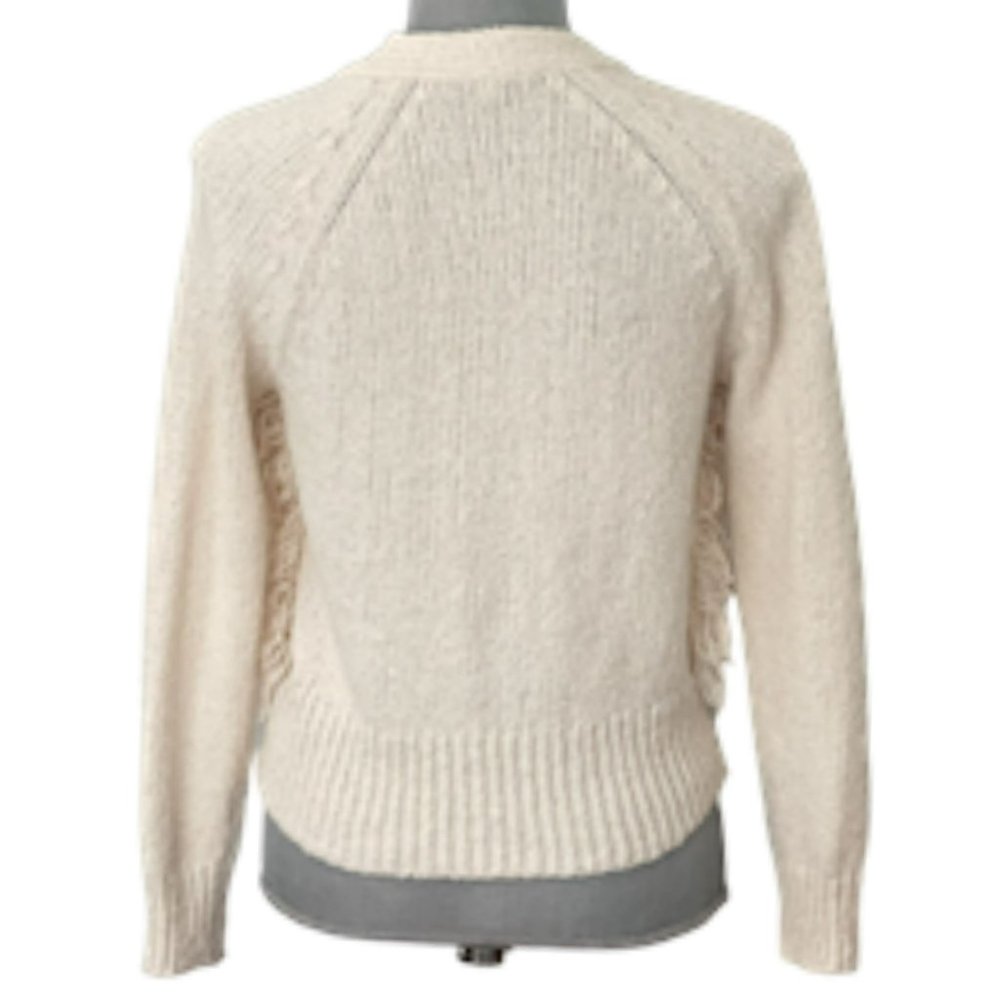Madewell Chatterton Fringe Cardigan Sweater Ivory Button Down Women's Size XXS - Picture 5 of 9